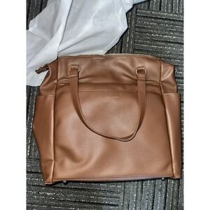 Kaela Marie Large Diaper Bag Backpack, Vegan Leather Travel Tote with Brown